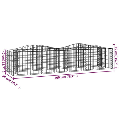 Gabionen-Hochbeet mit Hochbogen 200x50x50 cm Verzinktes Eisen