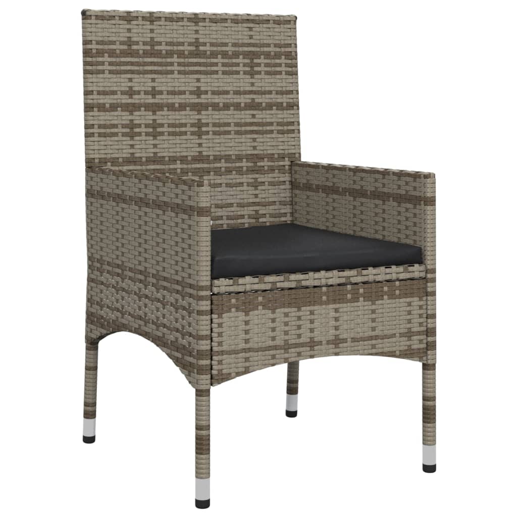 4-tlg. Garten-Lounge-Set mit Kissen Grau Poly Rattan