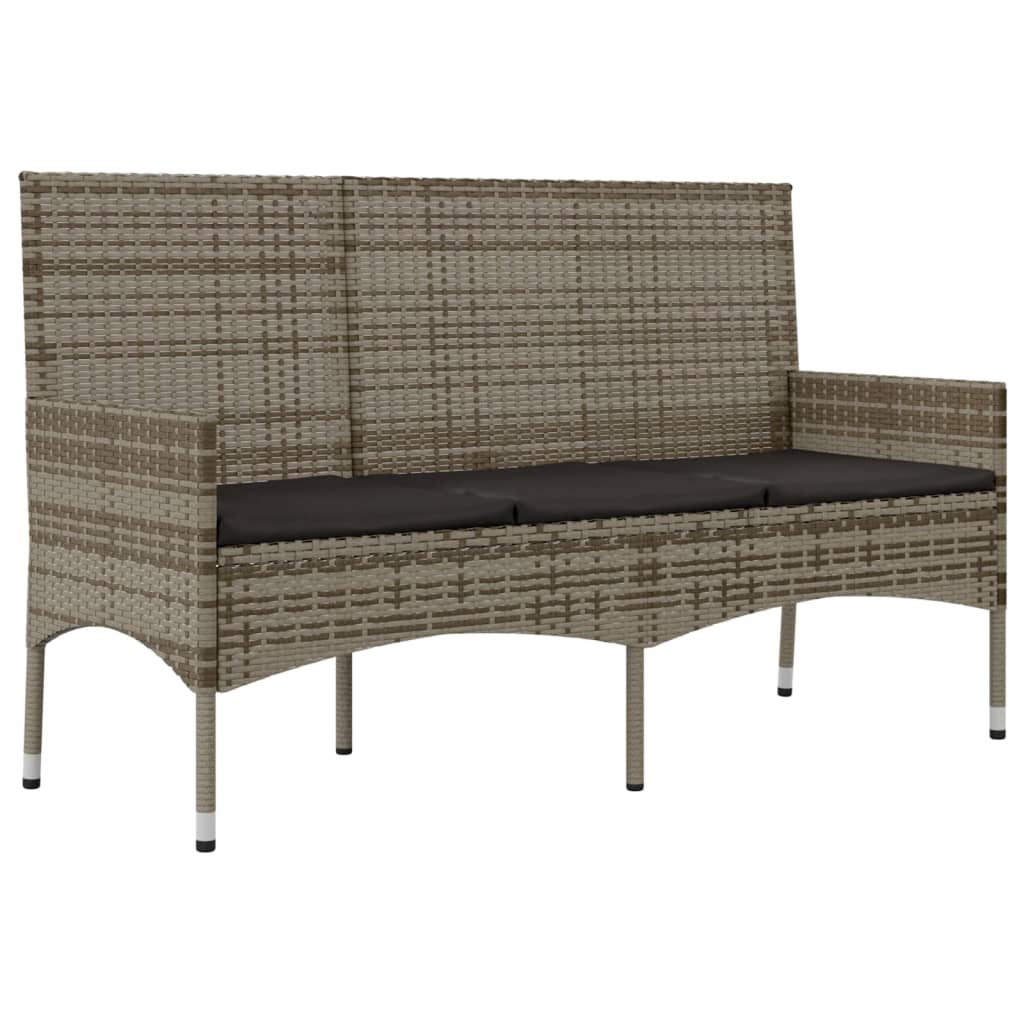 4-tlg. Garten-Lounge-Set mit Kissen Grau Poly Rattan