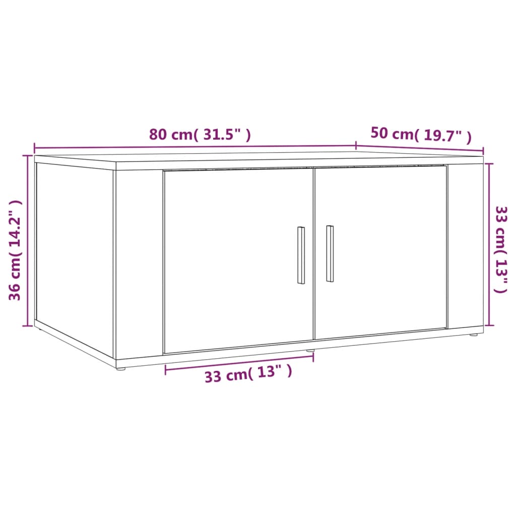 Mesa de centro aspecto roble marrón 80x50x36 cm de madera