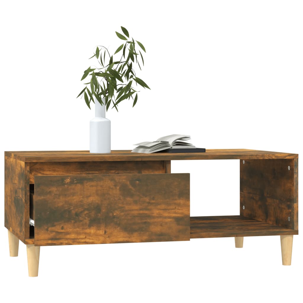 Table basse chêne fumé 90x50x36,5 cm en bois