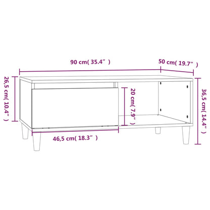 Table basse chêne fumé 90x50x36,5 cm en bois