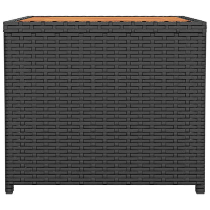 Beistelltisch mit Holzplatte Schwarz Poly Rattan & Akazienholz