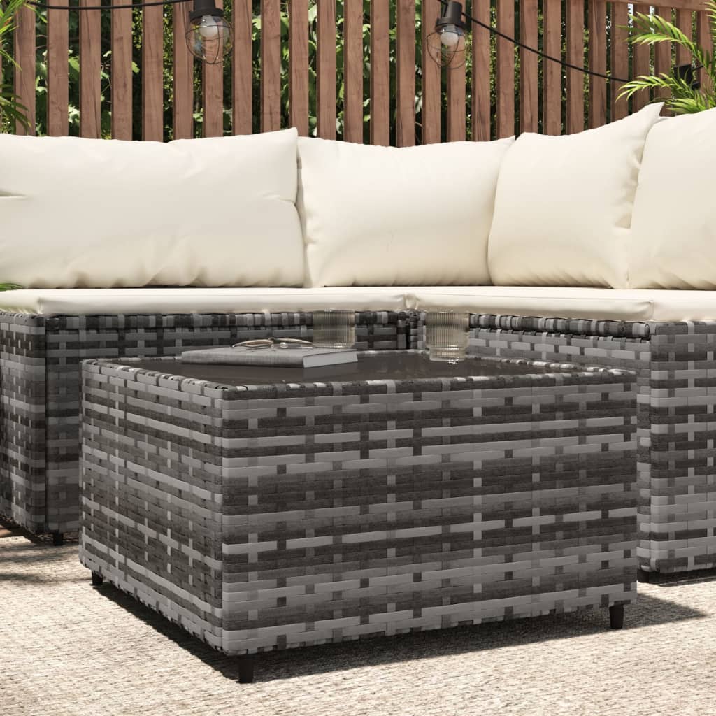 Garten-Couchtisch Quadratisch Grau 50x50x30 cm Poly Rattan