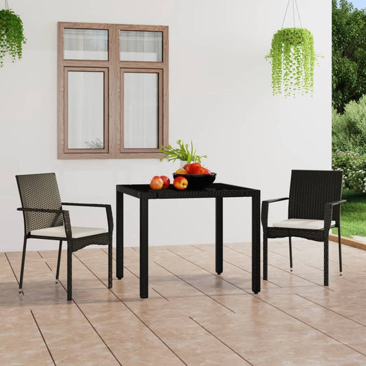 Gartenstühle mit Kissen 2 Stk. Poly Rattan Schwarz