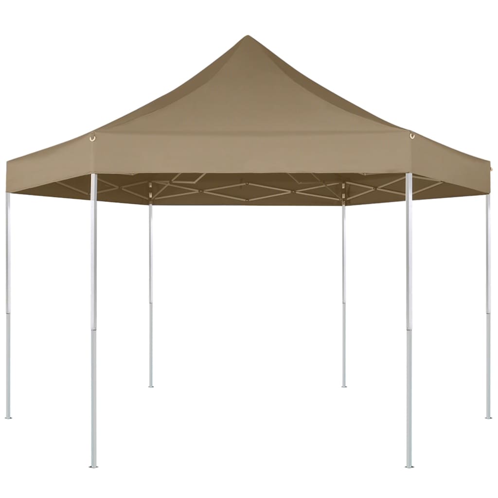 Tonnelle pliante hexagonale 3,6x3,1 m taupe 220 g/m²