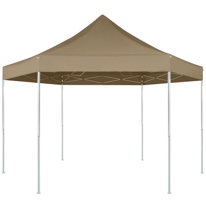 Tonnelle pliante hexagonale 3,6x3,1 m taupe 220 g/m²