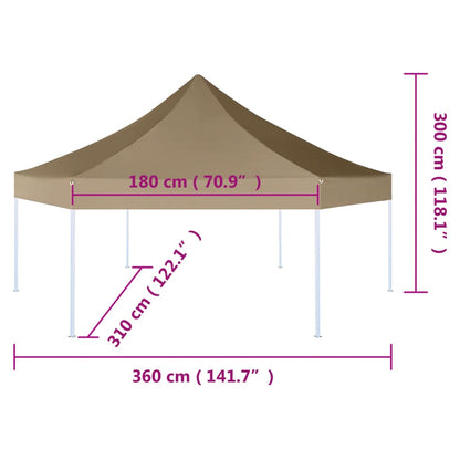 Tonnelle pliante hexagonale 3,6x3,1 m taupe 220 g/m²