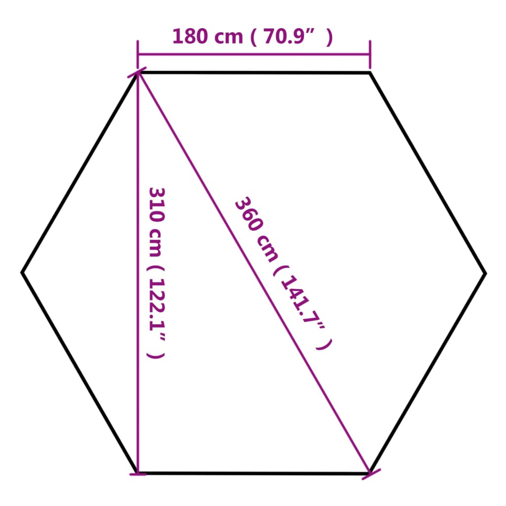 Tonnelle pliante hexagonale 3,6x3,1 m taupe 220 g/m²