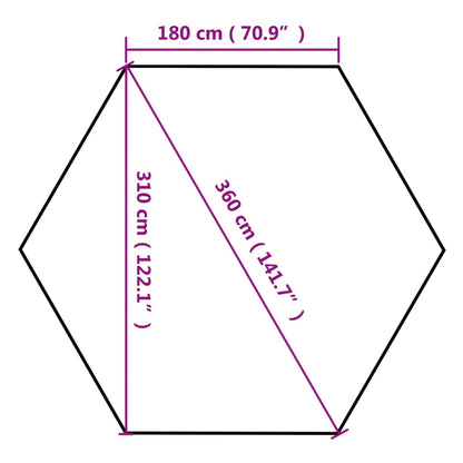 Tonnelle pliante hexagonale 3,6x3,1 m taupe 220 g/m²