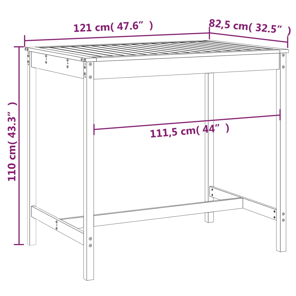 Bartisch Honigbraun 121x82,5x110 cm Massivholz Kiefer