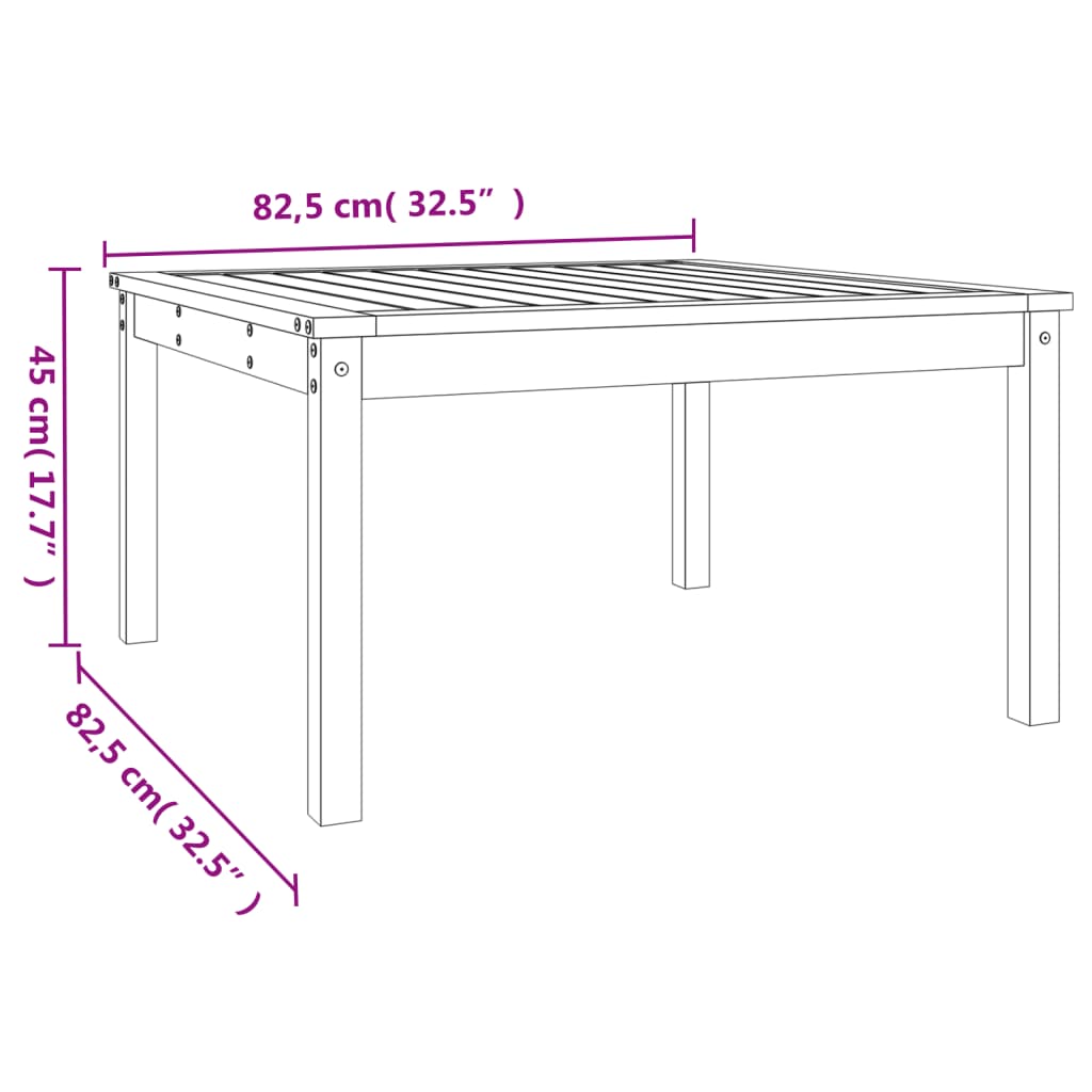 Garten-Couchtisch 82,5x82,5x45 cm Massivholz Kiefer