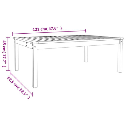 Garten-Couchtisch Weiß 121x82,5x45 cm Massivholz Kiefer