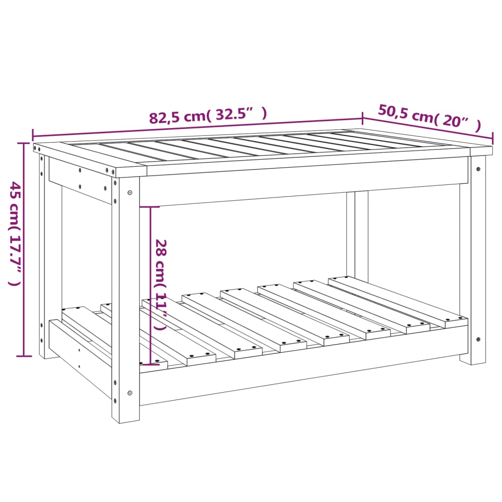 Garten-Couchtisch Honigbraun 82,5x50,5x45 cm Massivholz Kiefer