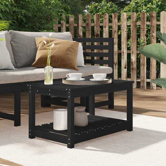 Garten-Couchtisch Schwarz 82,5x50,5x45 cm Massivholz Kiefer