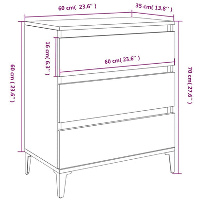 Aparador blanco brillante 60x35x70 cm de madera