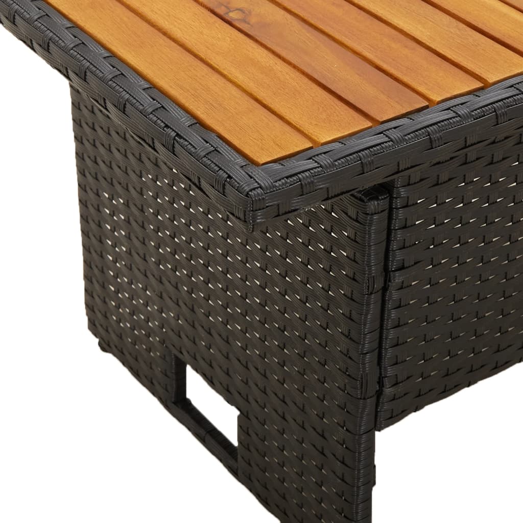 Garten-Couchtisch 100x50x43/63 cm Akazienholz & Poly Rattan