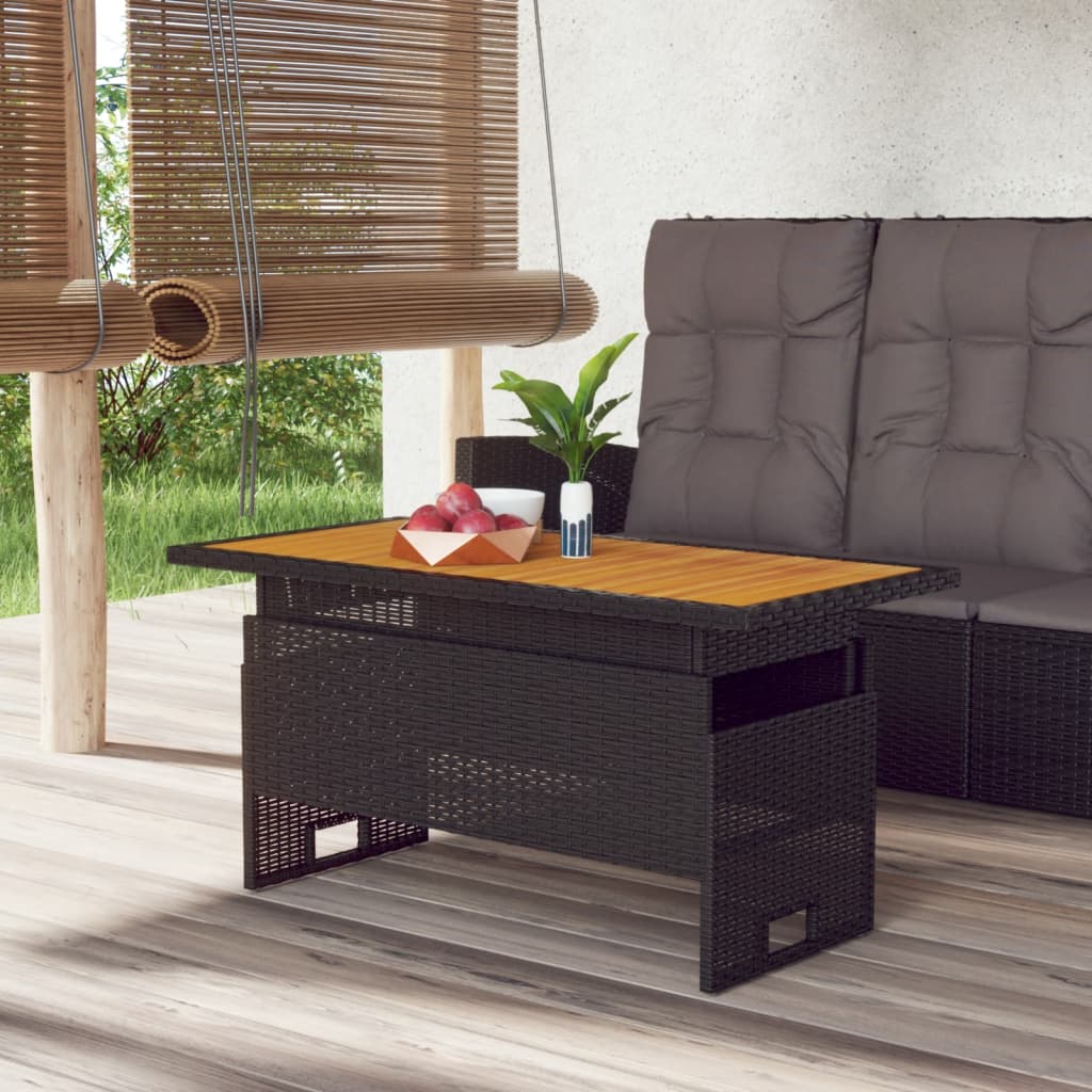 Garten-Couchtisch 100x50x43/63 cm Akazienholz & Poly Rattan