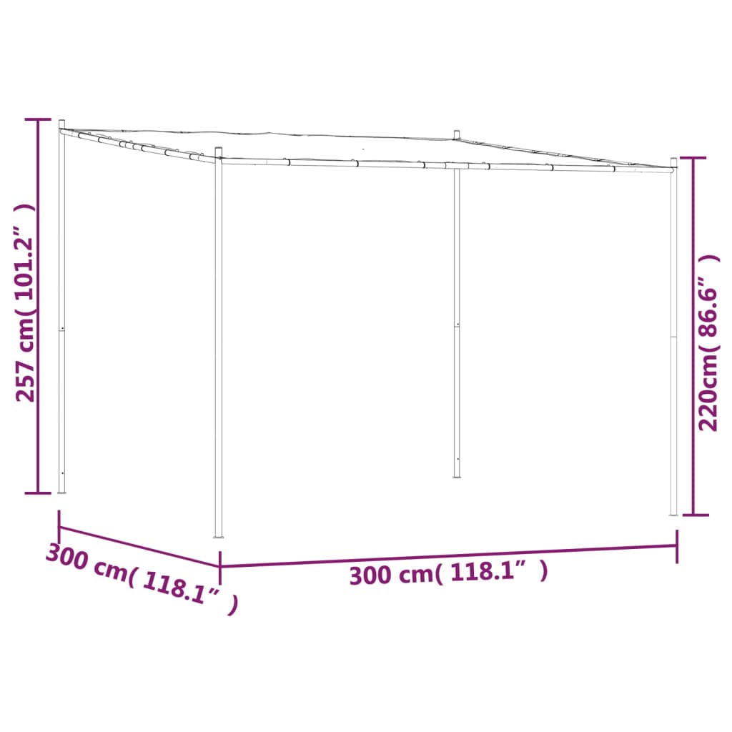 Pavillon Anthrazit 3x3 m 180 g/m² Stoff und Stahl