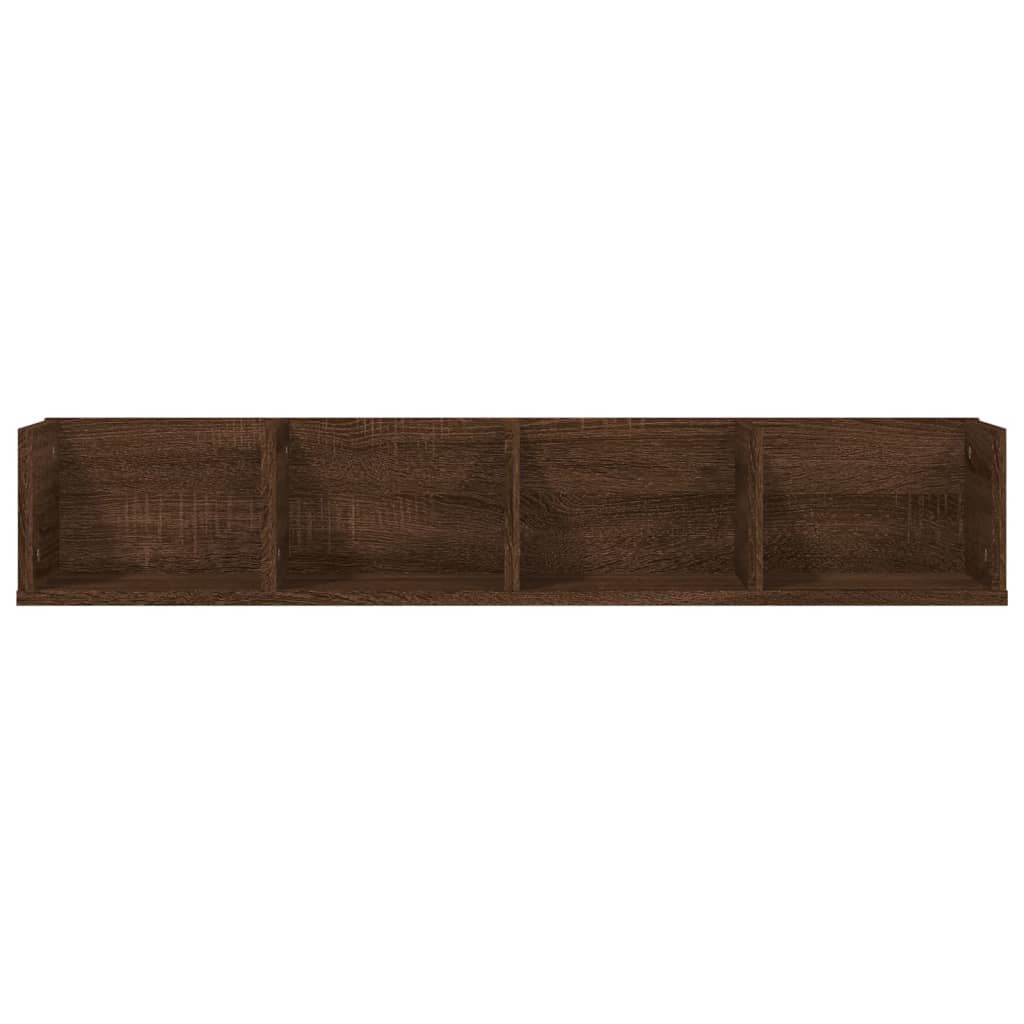 Etagère murale CD aspect chêne marron 100x18x18 cm matériau bois