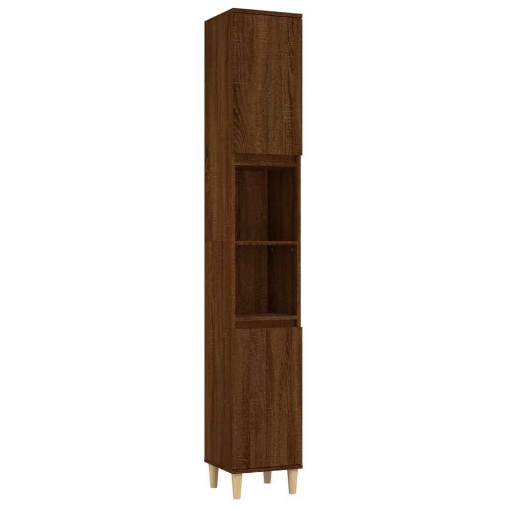 Badschrank Braun Eichen-Optik 30x30x190 cm Holzwerkstoff