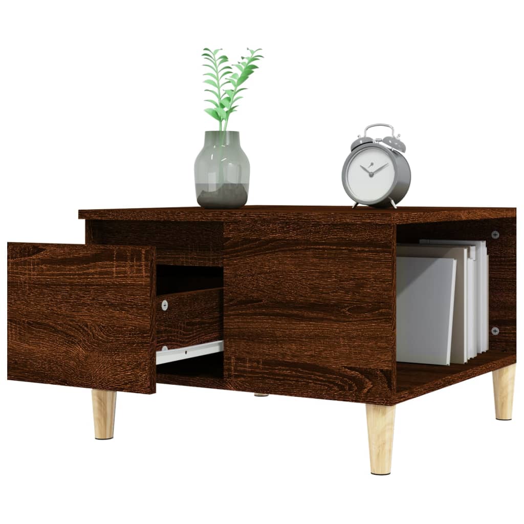 Mesa de centro aspecto roble marrón 55x55x36,5 cm de madera