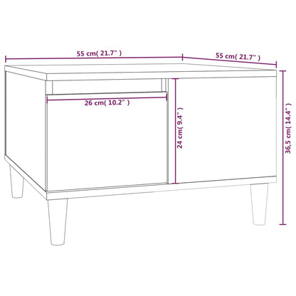 Mesa de centro aspecto roble marrón 55x55x36,5 cm de madera