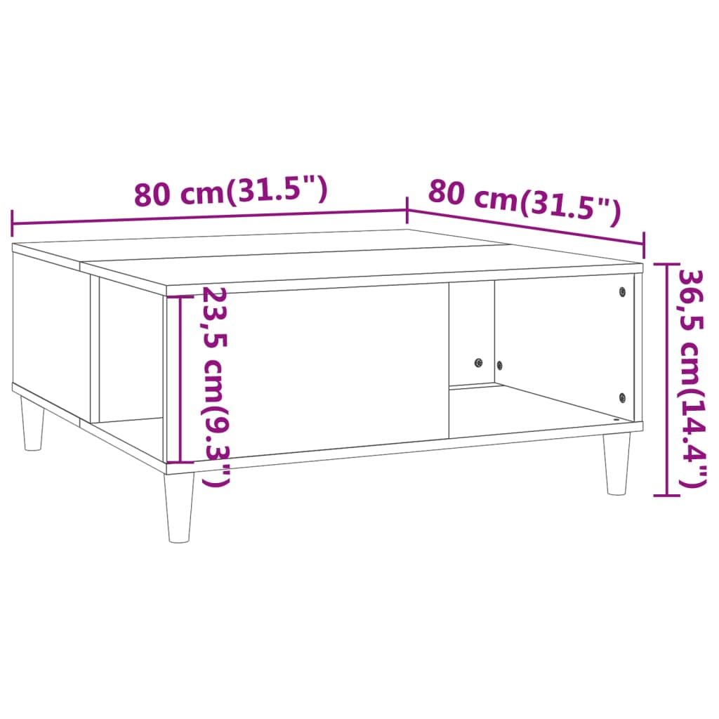 Couchtisch Räuchereiche 80x80x36,5 cm Holzwerkstoff