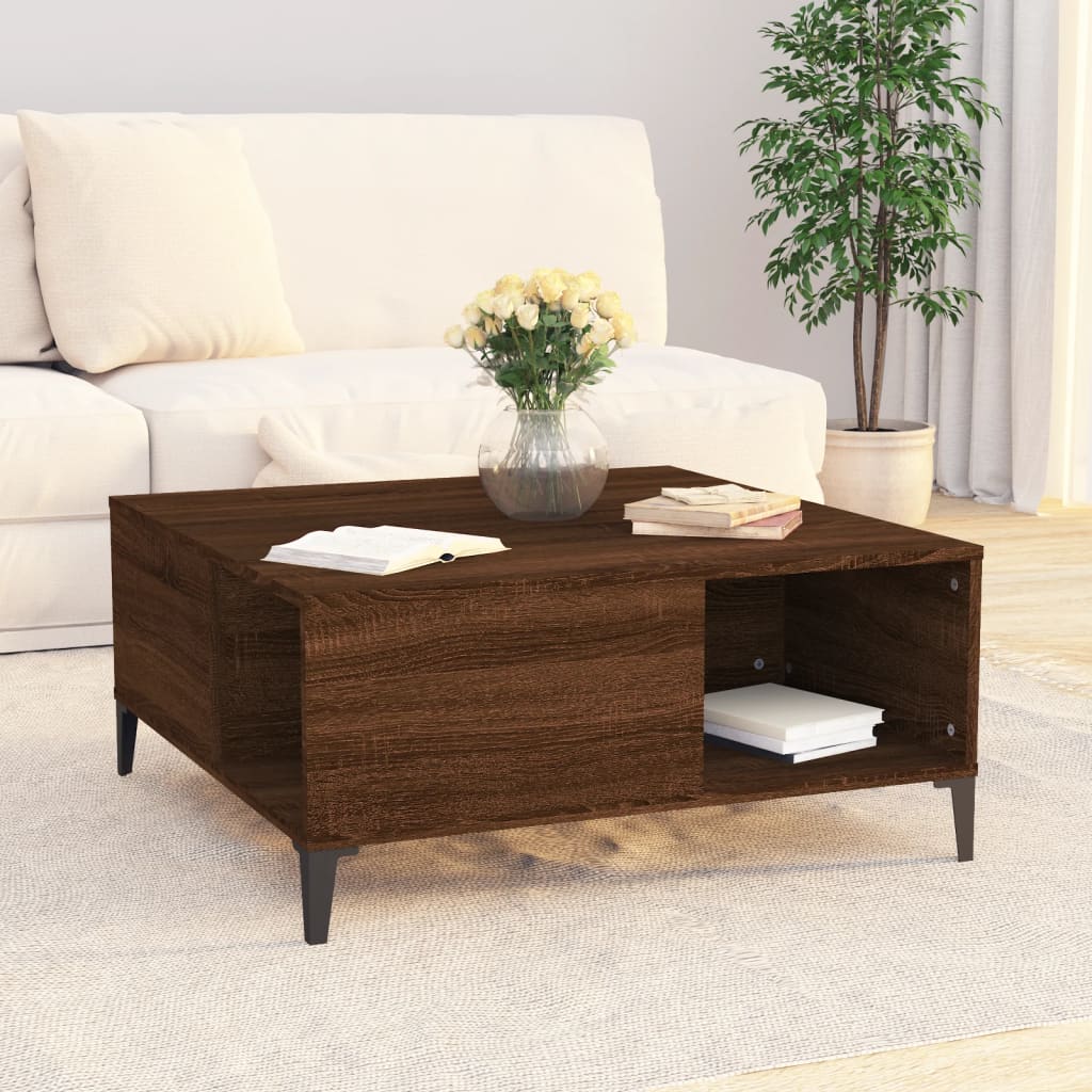 Mesa de centro aspecto roble marrón 80x80x36,5 cm de madera