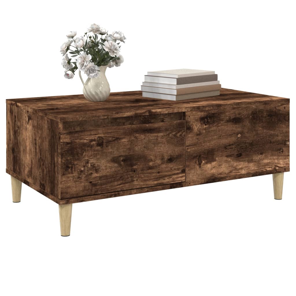 Table basse chêne fumé 90x50x36,5 cm en bois