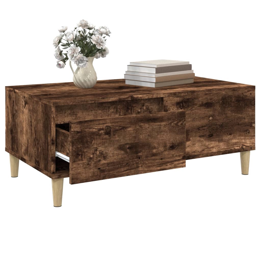 Table basse chêne fumé 90x50x36,5 cm en bois