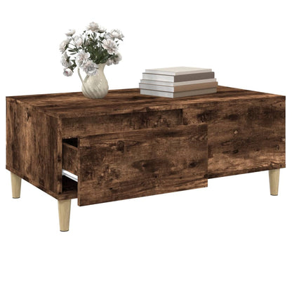 Table basse chêne fumé 90x50x36,5 cm en bois