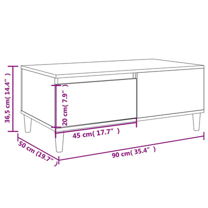 Table basse chêne fumé 90x50x36,5 cm en bois