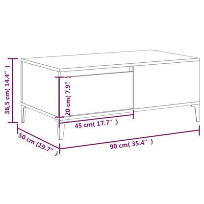 Table basse chêne fumé 90x50x36,5 cm en bois