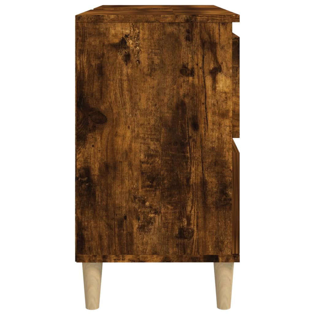 Meuble sous évier chêne fumé 80x33x60 cm en bois