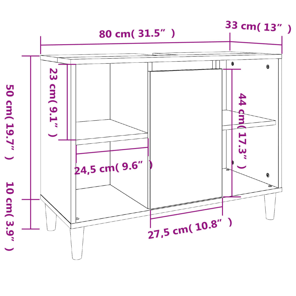 Meuble lavabo blanc 80x33x60 cm en bois