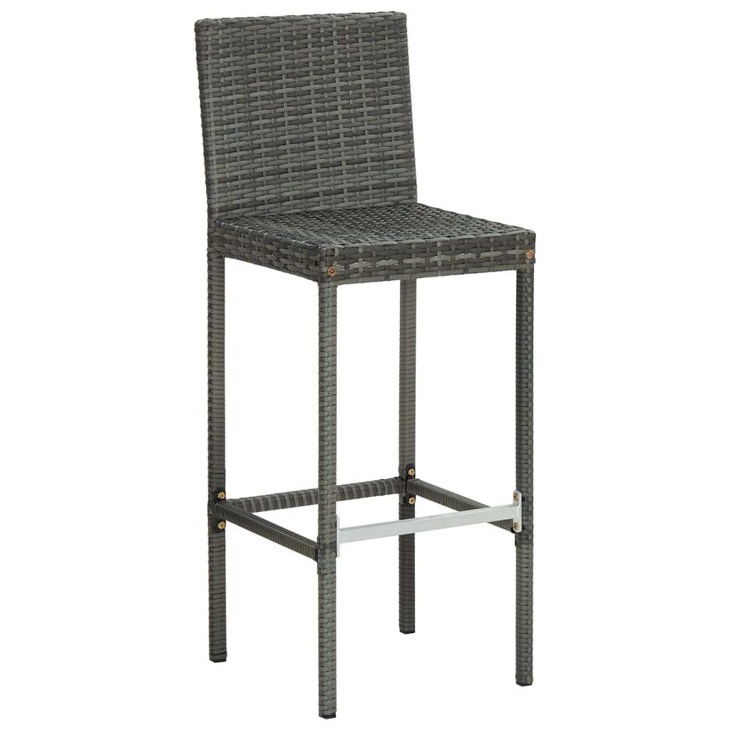 Barhocker mit Kissen 6 Stk. Grau Poly Rattan