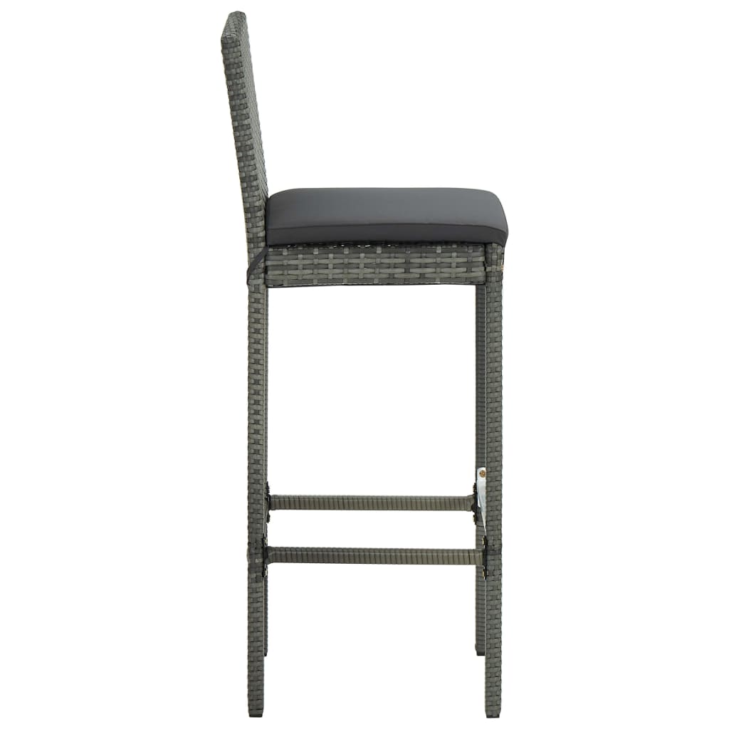 Barhocker mit Kissen 6 Stk. Grau Poly Rattan