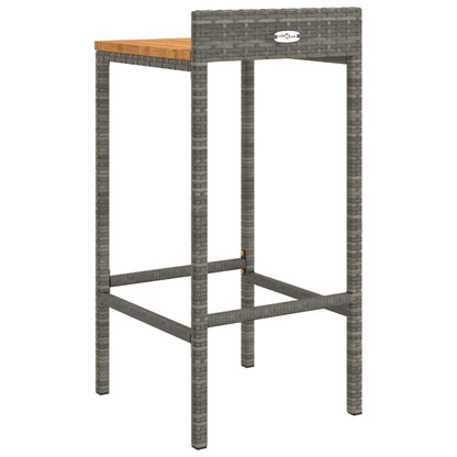 Barhocker 2 Stk. Poly Rattan und Massivholz Akazie