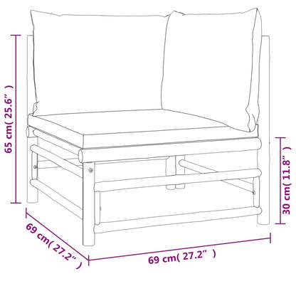 10-tlg. Garten-Lounge-Set mit Grünen Kissen Bambus