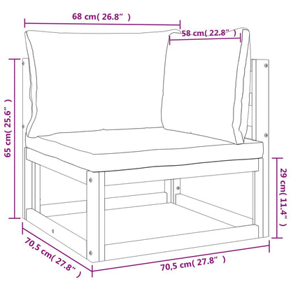 7-tlg. Garten-Lounge-Set mit Hellgrauen Kissen Massivholz