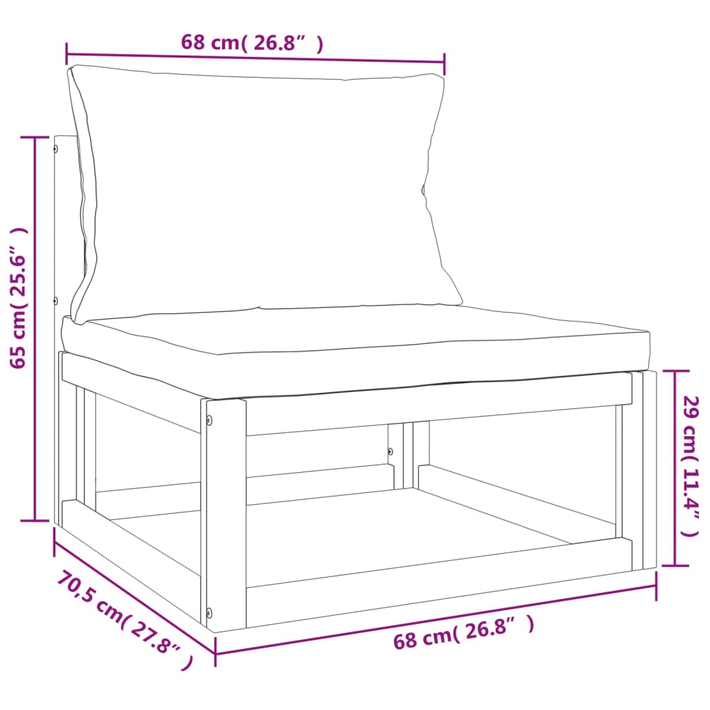 5 uds. Conjunto de salón de jardín con cojines gris claro de madera maciza.