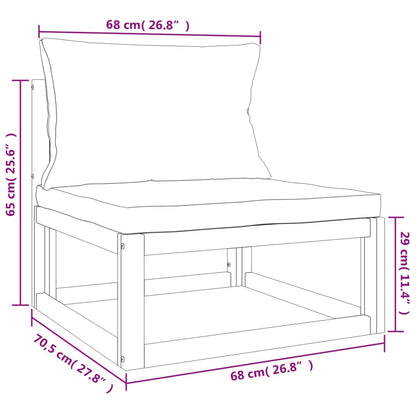 5 uds. Conjunto de salón de jardín con cojines gris claro de madera maciza.