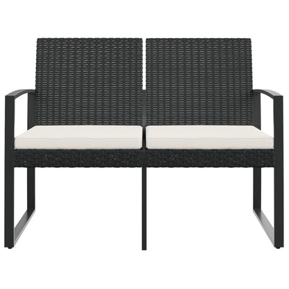 Banc de jardin 2 places avec coussins rotin PP noir