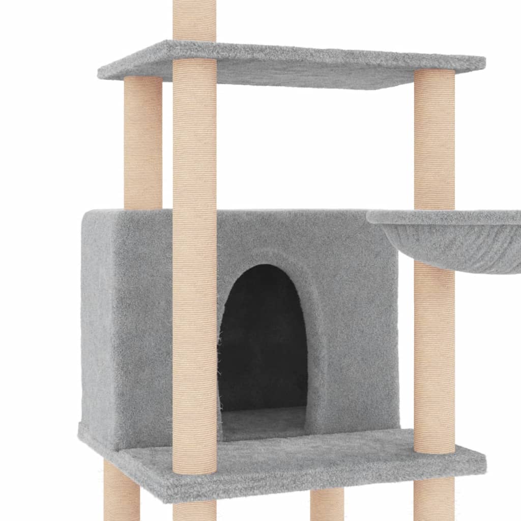 Arbre à chat avec griffoir en sisal gris clair 132 cm