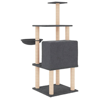 Arbre à chat avec griffoir en sisal gris foncé 132 cm