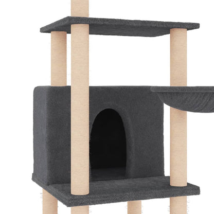 Arbre à chat avec griffoir en sisal gris foncé 132 cm