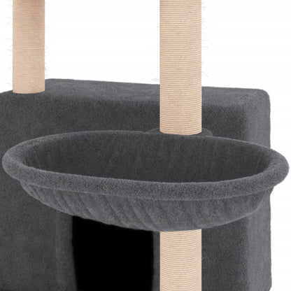 Arbre à chat avec griffoir en sisal gris foncé 132 cm