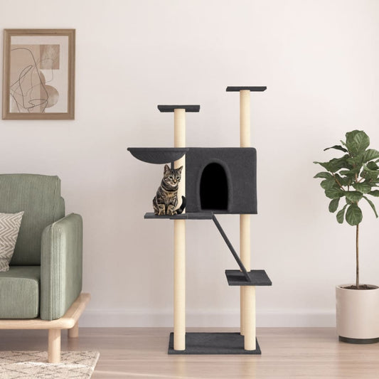 Arbre à chat avec griffoir en sisal gris foncé 143 cm