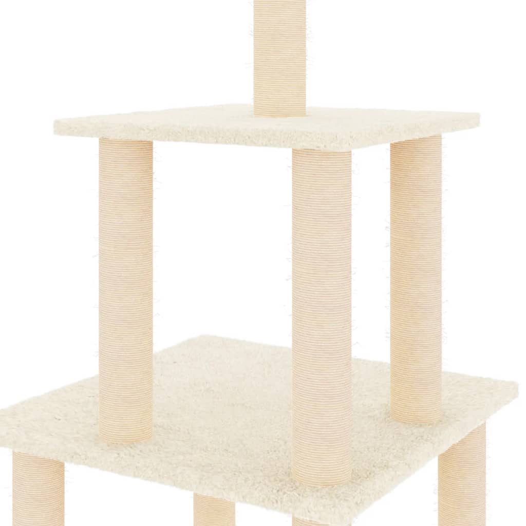 Arbre à chat avec griffoir en sisal crème 111 cm